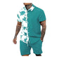 GORGLITTER Men's 2 Piece Outfits Floral Colorblock Button Down Shirt and Drawstring Boho Beach Shorts Set
