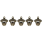 Wall Mounted Rustic Beer Opener Set Vintage Look with Mounting Screws for Kitchen Cafe - 5pc