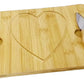 MHome Heart-Shaped Bamboo Cheese Board with Cutlery Set – 29x19cm