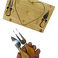 MHome Heart-Shaped Bamboo Cheese Board with Cutlery Set – 29x19cm