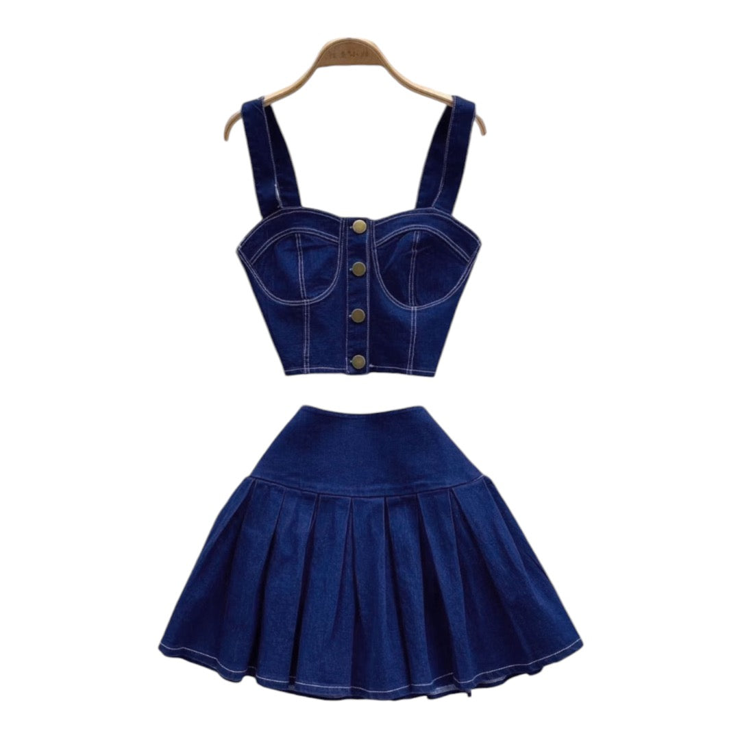 Sexy 2pc Mini Denim Skirt/Top