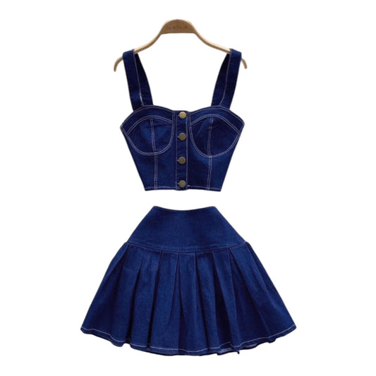 Sexy 2pc Mini Denim Skirt/Top