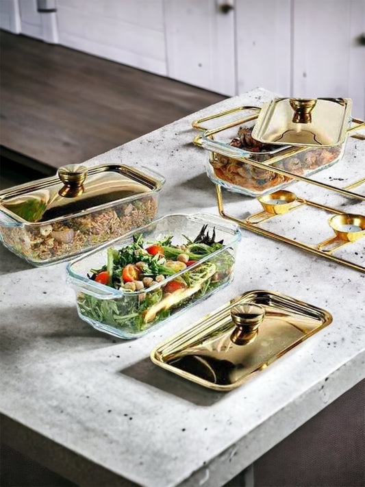 Chafing Dish 3 X1.5l Dishes With Warmer Gold-Crockery Centre