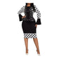 Ladies  Black & White Geometric Printed Women's 2pcs Outfit