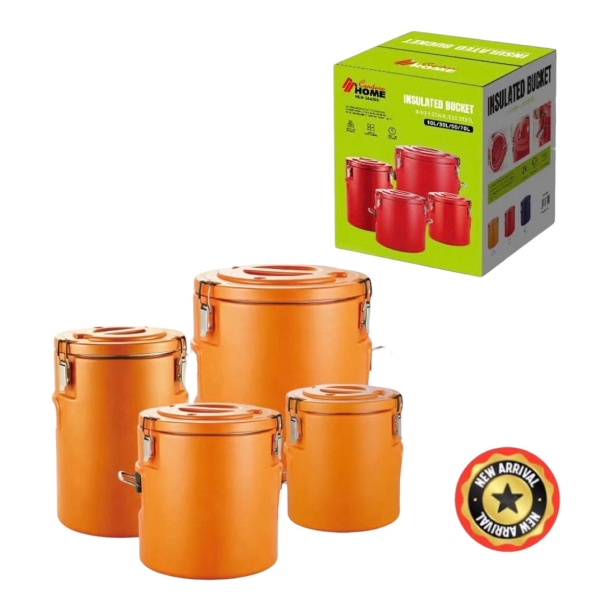 MHome Insulated Bucket/Food Warmer & Cooler  4pc Set - Various Colours