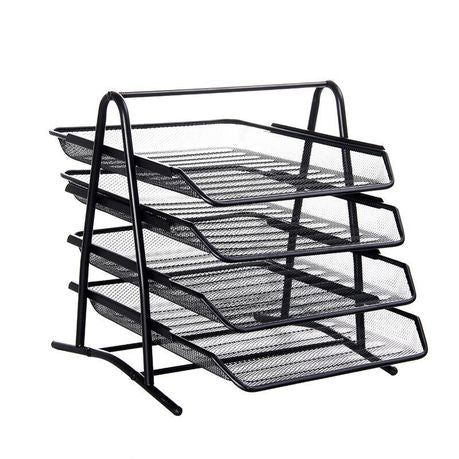 Metal Mesh Document Sliding Tray Organiser - Black Various Options