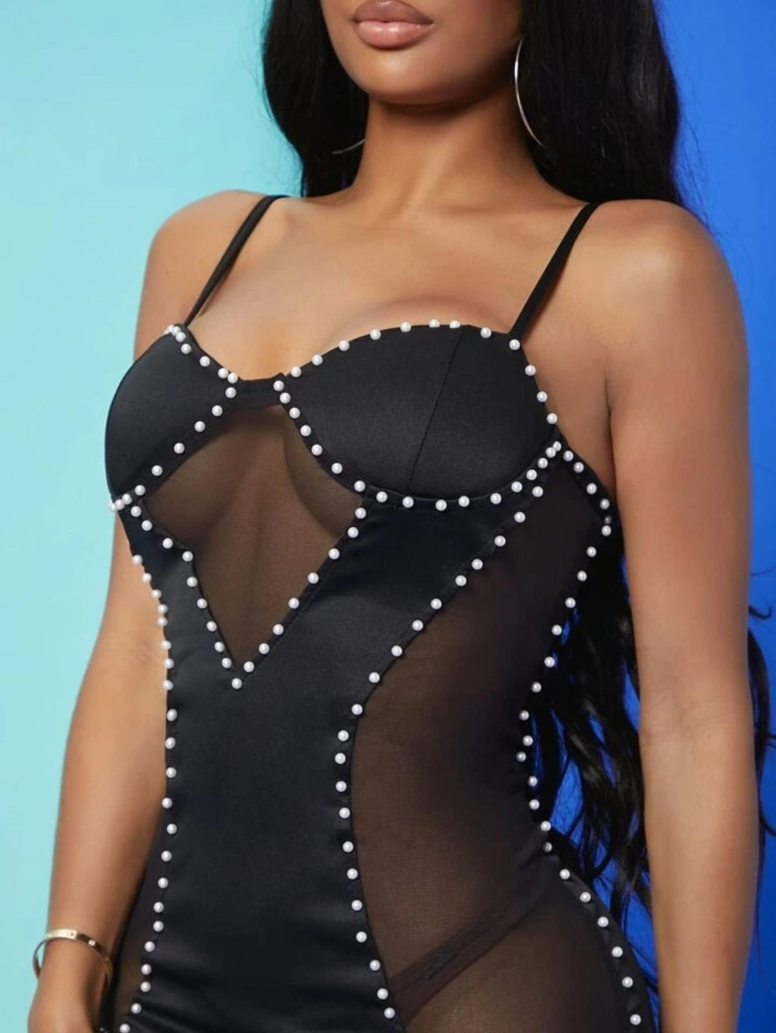 Luxurious Pearl Backless Mini Dress