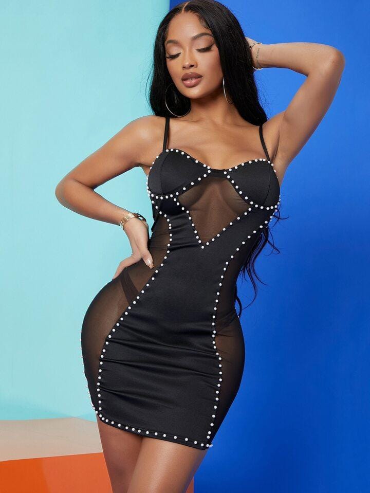 Luxurious Pearl Backless Mini Dress