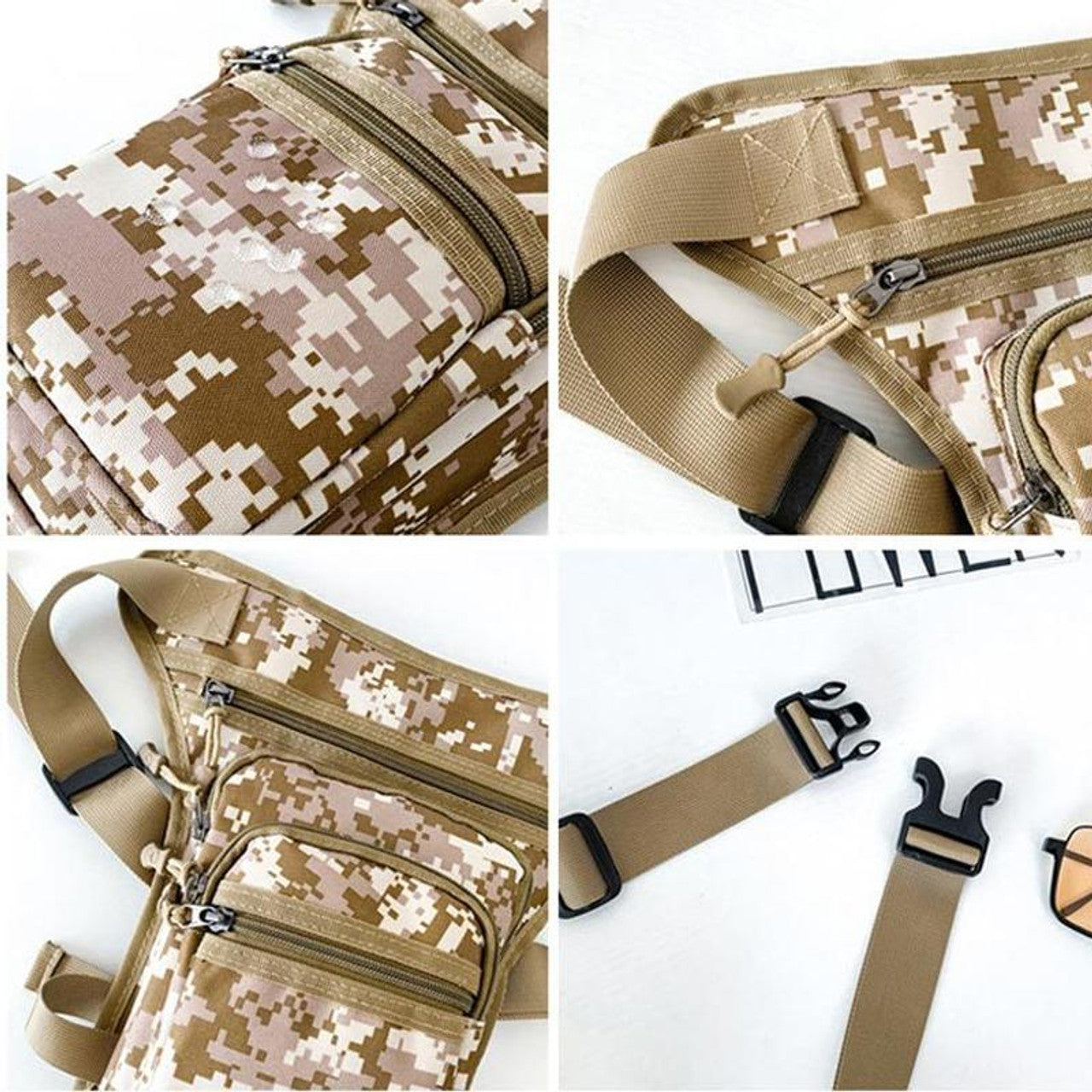 Outdoor Motorcycle Riding Waist And Leg Bag Man Multi Compartment Waist Pack(Camouflage, Brown,Grey)