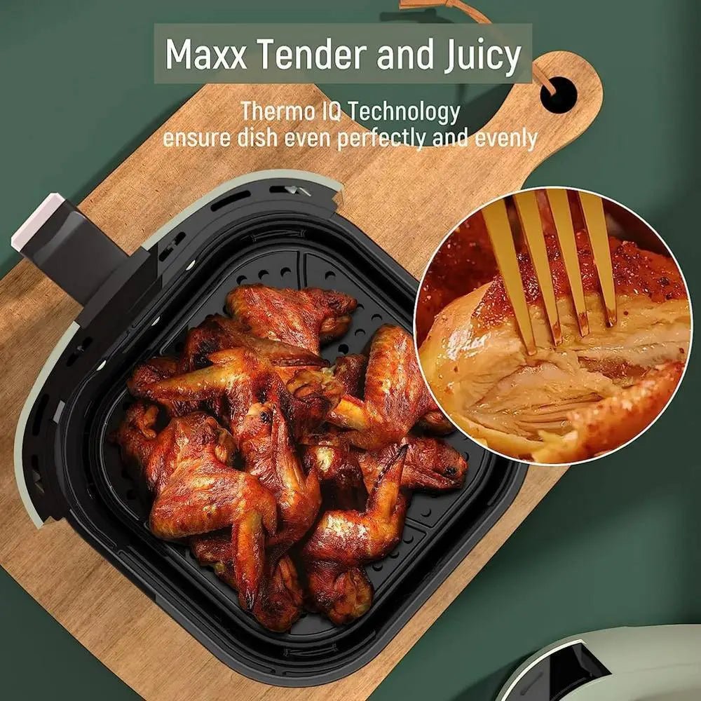 Air Fryer Digital Touch Screen Cooker Low Oil Timer Oven Frying Fryer Silvercrest 7.5L inc 2pc Tongs(Free)Black