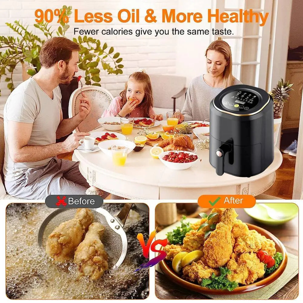 Air Fryer Digital Touch Screen Cooker Low Oil Timer Oven Frying Fryer Silvercrest 7.5L inc 2pc Tongs(Free)Black