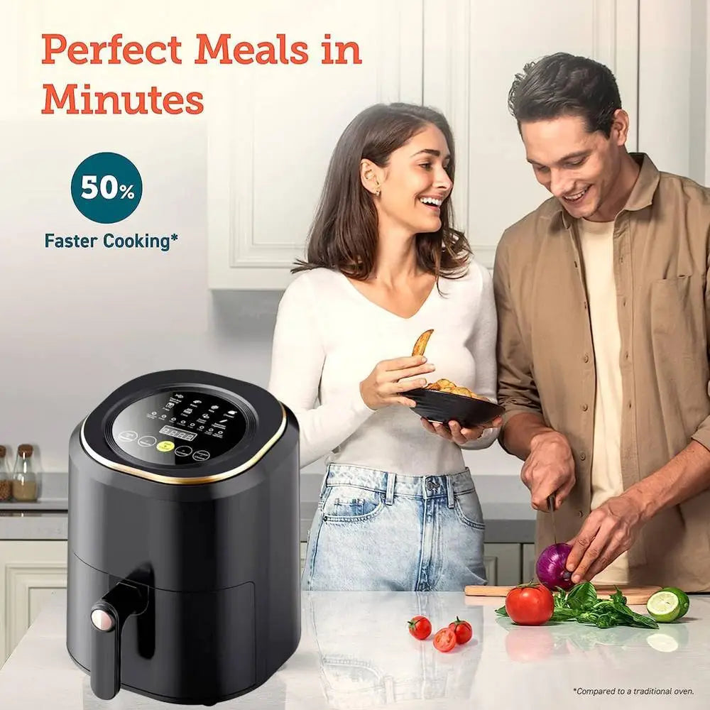 Air Fryer Digital Touch Screen Cooker Low Oil Timer Oven Frying Fryer Silvercrest 7.5L inc 2pc Tongs(Free)Black