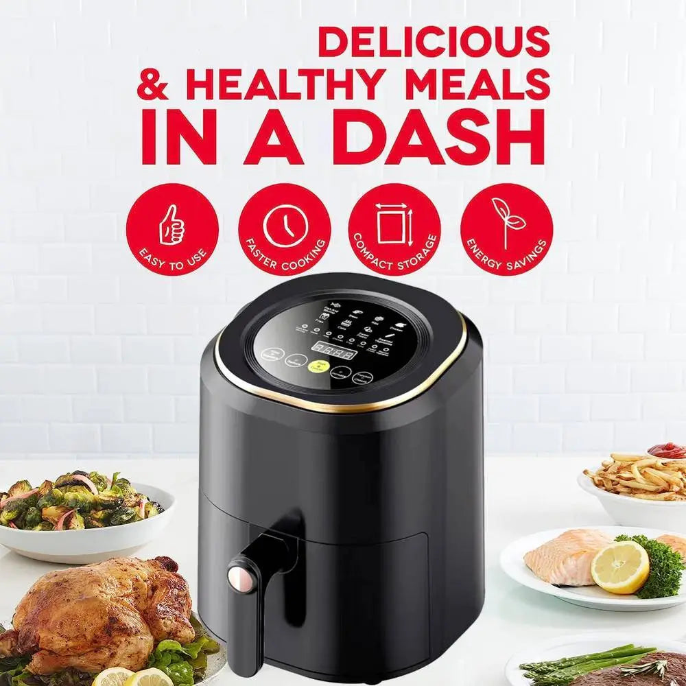 Air Fryer Digital Touch Screen Cooker Low Oil Timer Oven Frying Fryer Silvercrest 7.5L inc 2pc Tongs(Free)Black