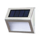 Solar Stainless Steel 3 LED Stair Wall Lamp Outdoor Garden Fence Light(Warm Light) 2pc Set