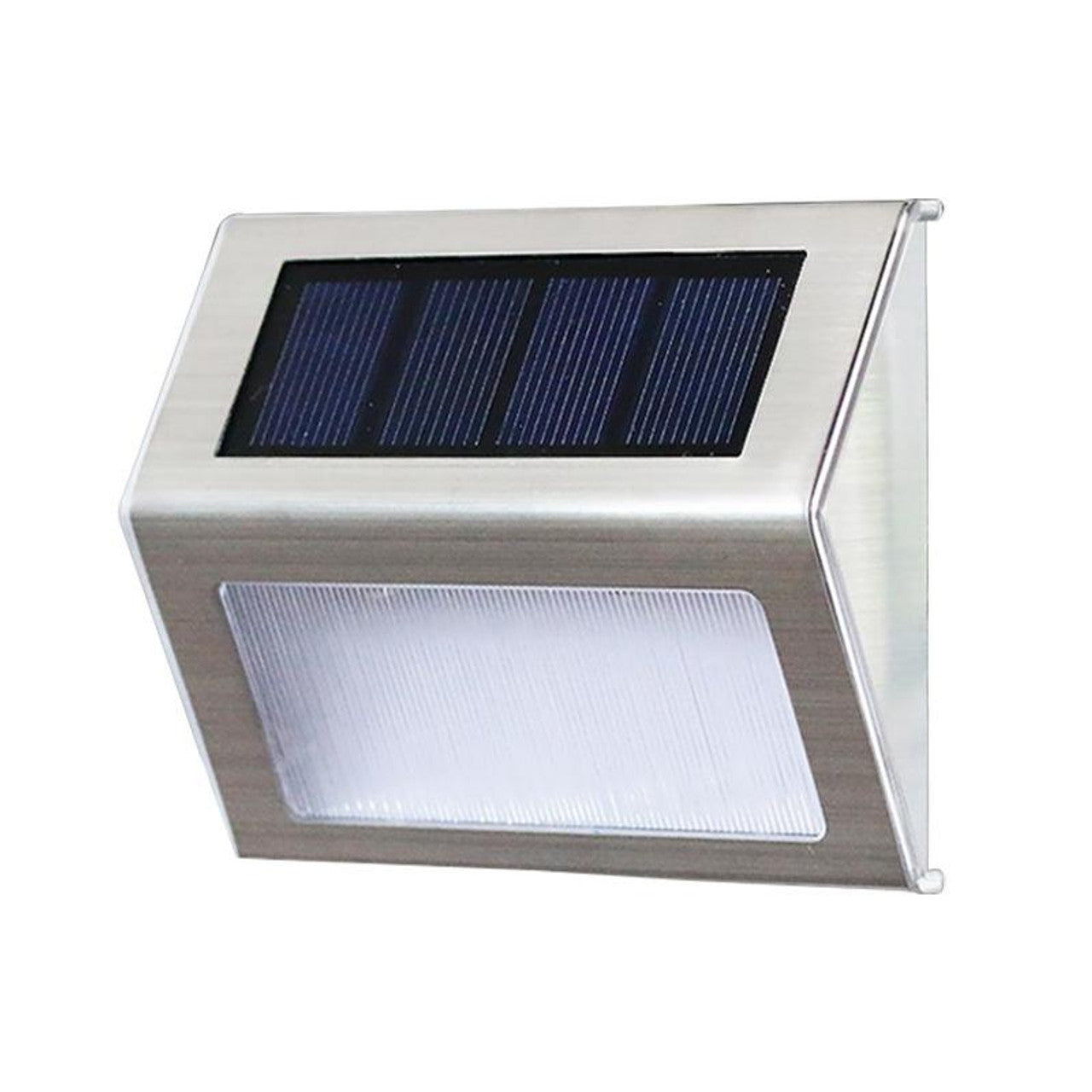 Solar Stainless Steel 3 LED Stair Wall Lamp Outdoor Garden Fence Light(Warm Light) 2pc Set