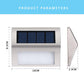 Solar Stainless Steel 3 LED Stair Wall Lamp Outdoor Garden Fence Light(Warm Light) 2pc Set