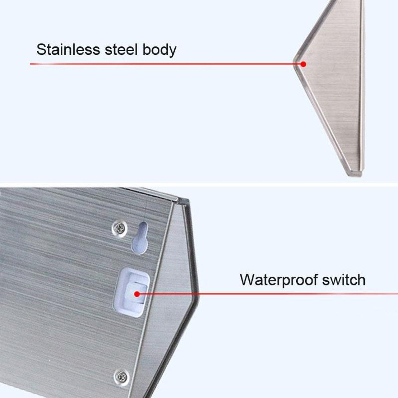 Solar Stainless Steel 3 LED Stair Wall Lamp Outdoor Garden Fence Light(Warm Light) 2pc Set