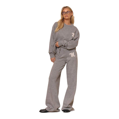 Ladies Knitted Lounge Set With Contrast Emblem-Various Colours