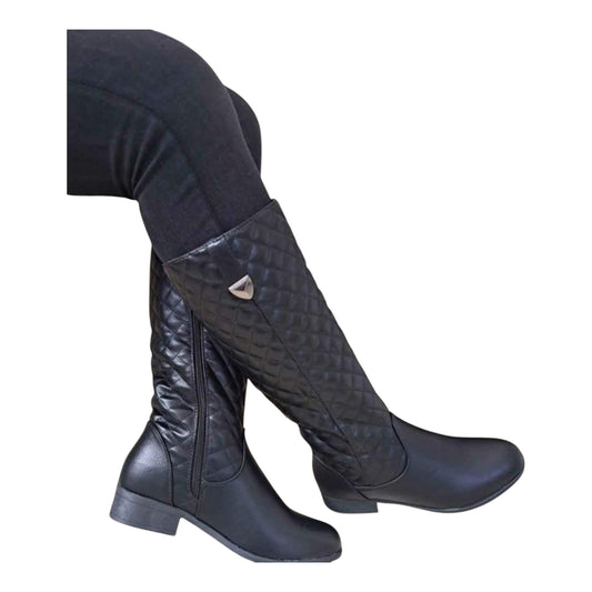 Ladies Quilted Knee High Boots-Various Sizes