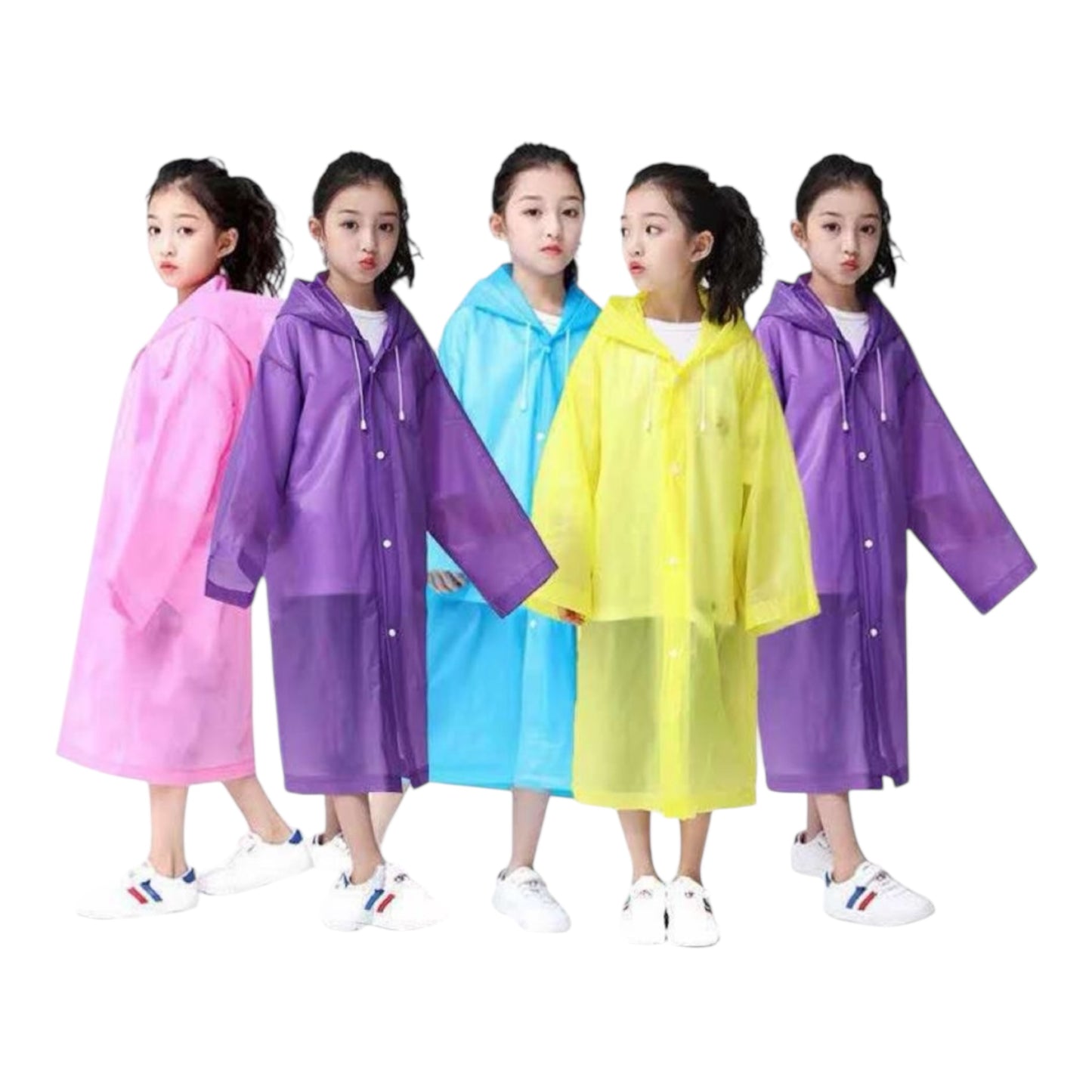 Raincoats For Kids ,Reusable EVA Children Raincoat for 6-14 Girls Boys, Portable Rain Jackets With Hood