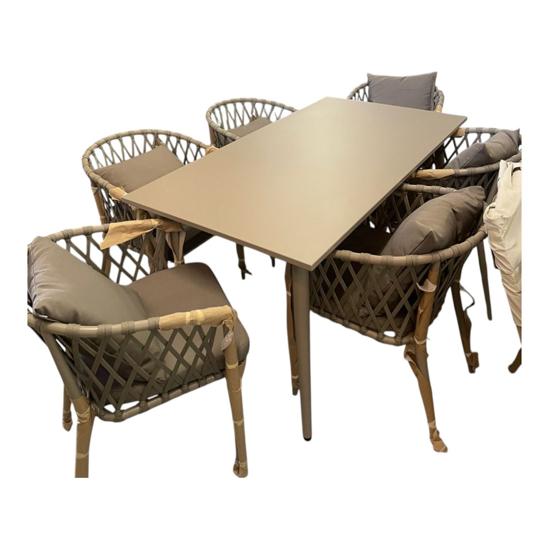 MHome 6-Seater Outdoor Patio & Garden Dining Set – Nordic Bohemian Style