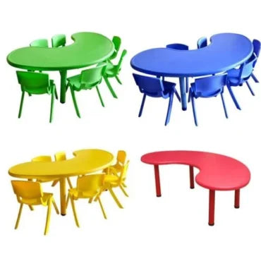 MFurn Preschool Kindergarten Moon Shap Classroom Studying Table with 6 Chairs for Students-Various Colours Only Available On Pre-Order!
