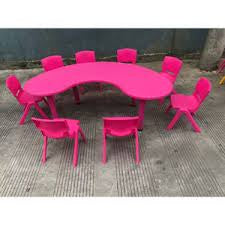 MFurn Preschool Kindergarten Moon Shap Classroom Studying Table with 6 Chairs for Students-Various Colours Only Available On Pre-Order!