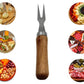 Stainless Steel Snack Fork Set, 6 Pieces, Wooden Handle