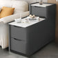 MFURN Modern Simple Style Rectangular White Sintered Stone Side Table with Block Base and 4 Drawers