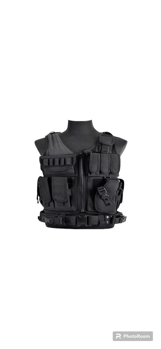 Outdoor Men's Vest With Detachable Belt And Holster, Multifunctional Breathable And Adjustable For Combat Games