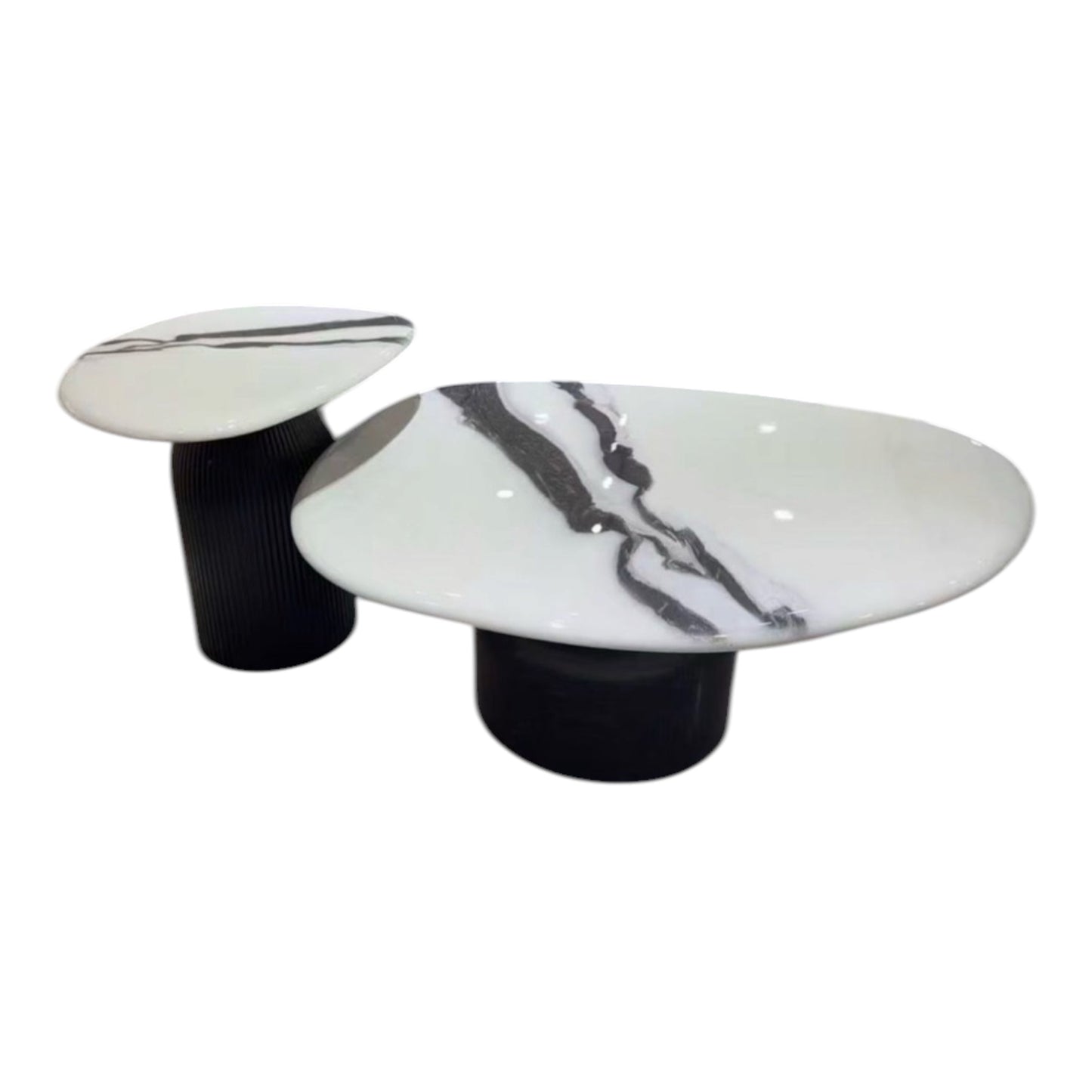 MFURN Italian Style Round Marble Table Set 2pc