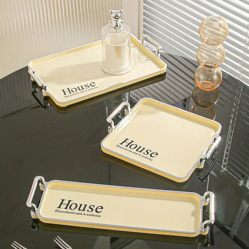 Plastic Food Storage Tray, Multi-Purpose Large Capacity Snack Breakfast Serving Tray Suitable For Kitchen 3pc Set