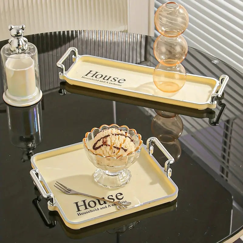 Plastic Food Storage Tray, Multi-Purpose Large Capacity Snack Breakfast Serving Tray Suitable For Kitchen 3pc Set