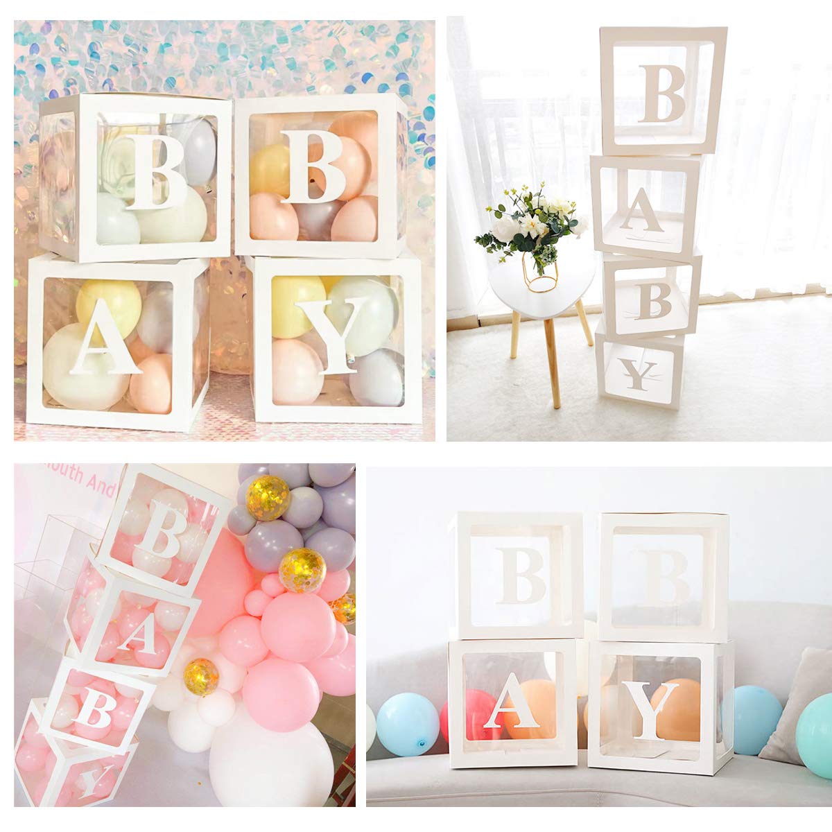 Baby Shower Decorations For Boys & Girls Ballon Box 4 Pcs - Various Options