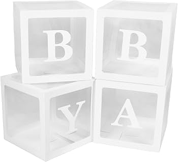 Baby Shower Decorations For Boys & Girls Ballon Box 4 Pcs - Various Options