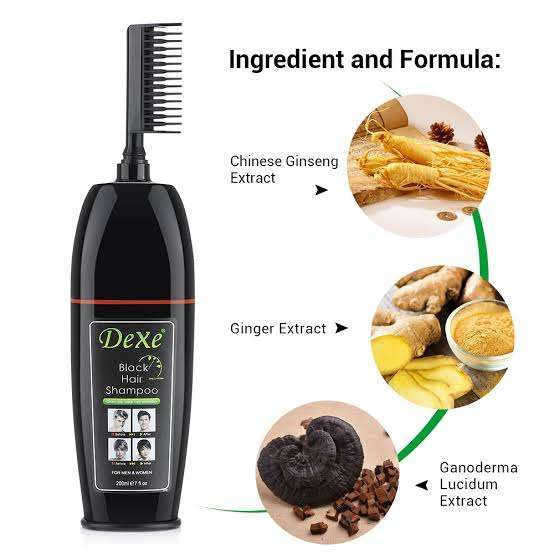 Dexe Comb Packing Black Hair Shampoo & Magic Comb 200ml For Men & Women