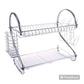 Large Dish Drying Rack Cup Drainer 2-Tier Strainer Holder Tray Stainless Steel Kitchen Accessories (Color : Silver
