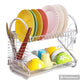 Large Dish Drying Rack Cup Drainer 2-Tier Strainer Holder Tray Stainless Steel Kitchen Accessories (Color : Silver