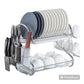 Large Dish Drying Rack Cup Drainer 2-Tier Strainer Holder Tray Stainless Steel Kitchen Accessories (Color : Silver