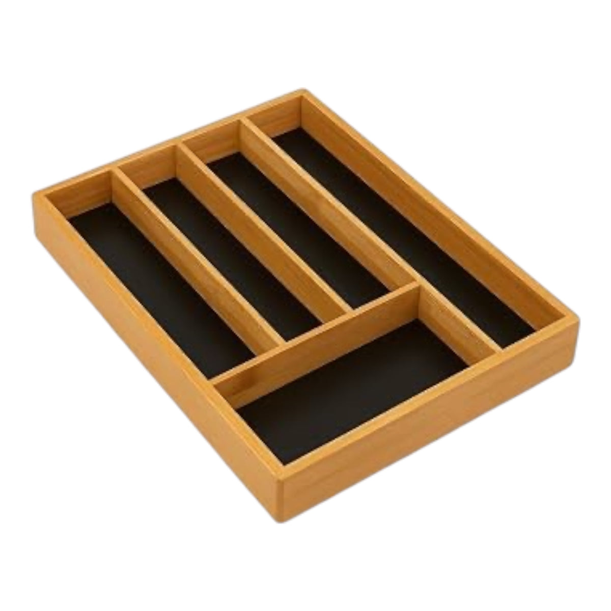 MHome Bamboo Cutlery-Multipurpose Tray - Kitchen Drawer Organiser with 5 Compartments - Durable, Durable, Eco-Friendly
