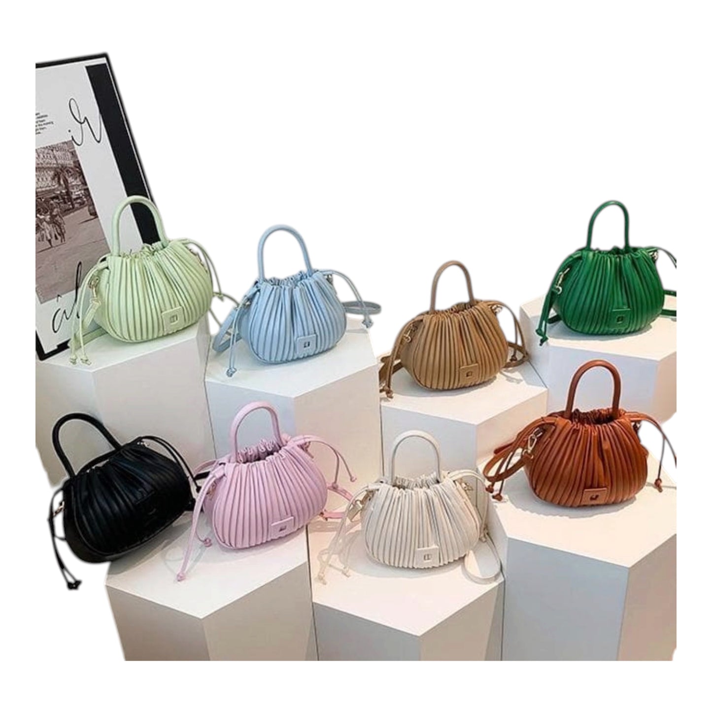 Women's Handbag Pleated Bucket Bag Crossbody Bag Soft Drawstring Handbag-Various Colours