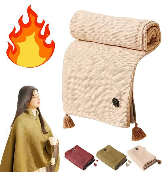 Large Plush we USB Electric Heated Blanket Warm Throw Poncho Wrap Blanket Shawl Portable