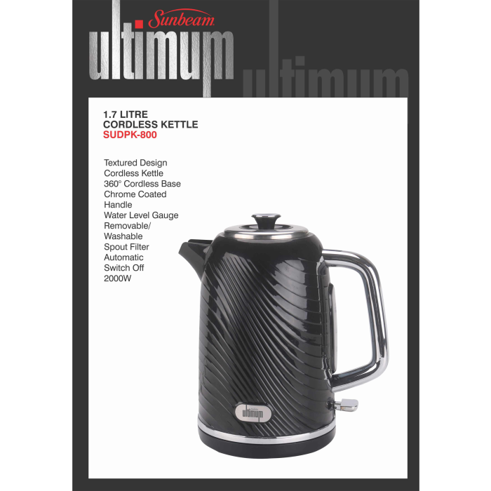 Sunbeam Ultimum 1,7 Litre Black Kettle