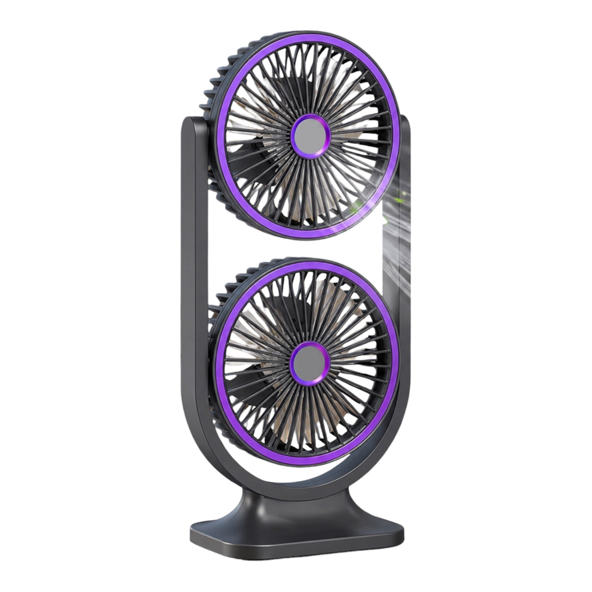 MHome Dual-Head Desktop Fan with 360° Tilt, USB-C Rechargeable, 5 Speeds, Night Light, 30 cm Height