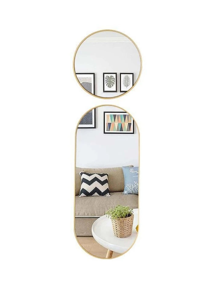 MHome Luxury Trip Mirror Set – 3 Piece Gold Frame Mirrors (Wall or Floor Display)