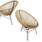 MFurn Levi 2pc Acapulco String Chair Set – Steel & PE Rattan Design - Various Colours