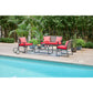 MFurn Maggie Inspirations 4-Piece Black Patio Conversation Set with Red Cushions