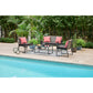 MFurn Maggie Inspirations 4-Piece Black Patio Conversation Set with Red Cushions