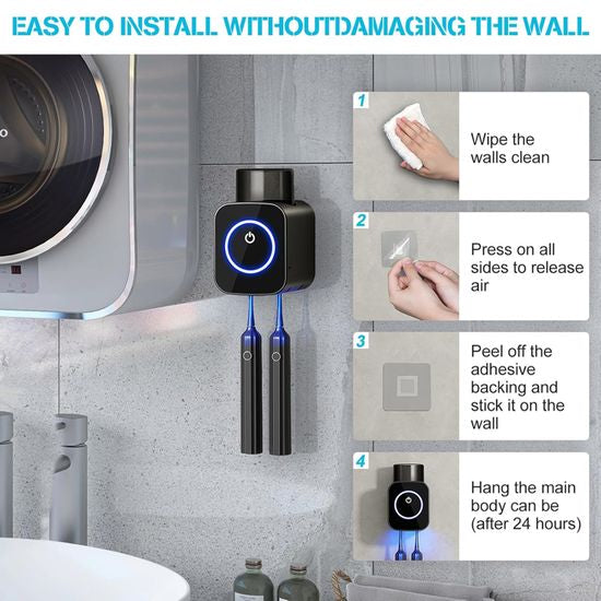 Electric Toothbrush Wall Mounted Sterilizer & Holder with Cup – USB Rechargeable