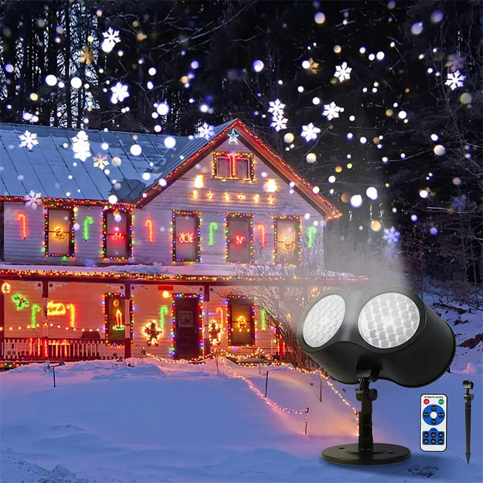 Christmas Snowflake Projector Light 2IN1 LED Snowflake Projection Lamp Remote Control for Wedding New Year Halloween Party Decor
